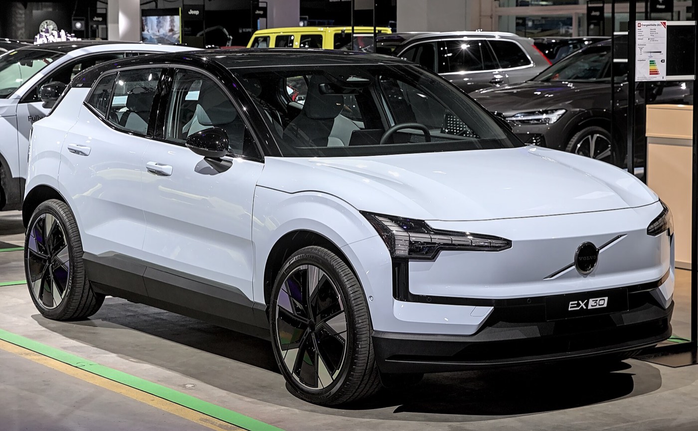 Volvo EX30 on display at a motor show